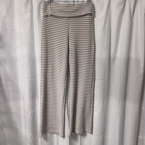 NWOT Tan & Ivory Wide Leg Knit Lounge Pants Sweatpants Comfortable Casual Resort